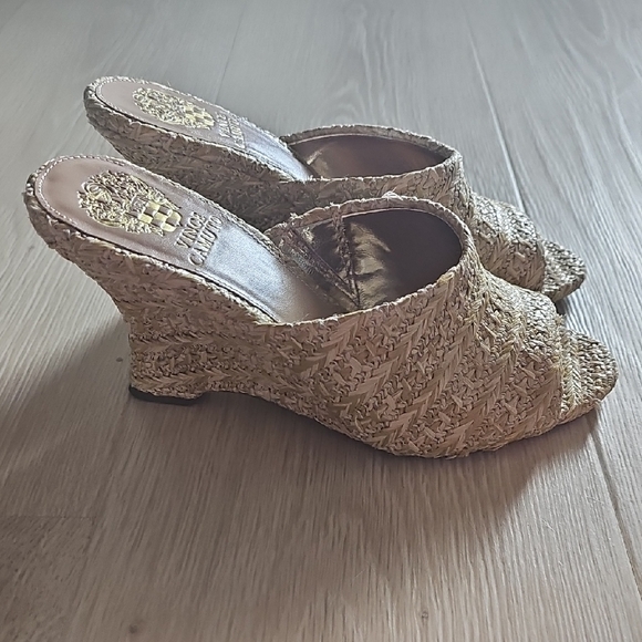 Vince Camuto Woven Tan Wedge Sandals - Picture 3 of 5